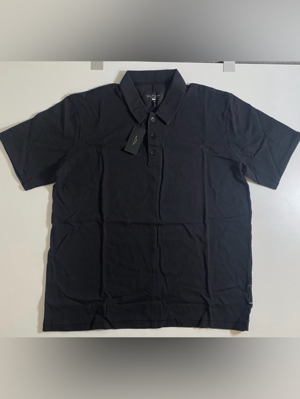Rag & Bone Mens Classic Slub Jersey Polo Black Mens XL NWT MSRP $148